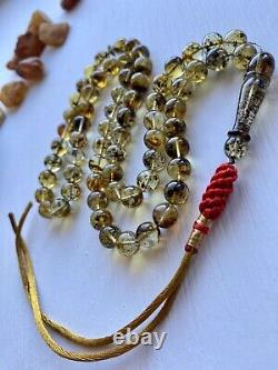 Natural Baltic Amber 28g. Islamic Prayer Rosary 66 Beads 9 mm Tesbih Misbaha