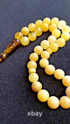 Natural Baltic Amber 29g Islamic Prayer Beads Misbaha Tasbih Rosary 33 Beads