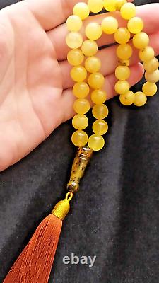 Natural Baltic Amber 29g Islamic Prayer Beads Misbaha Tasbih Rosary 33 Beads