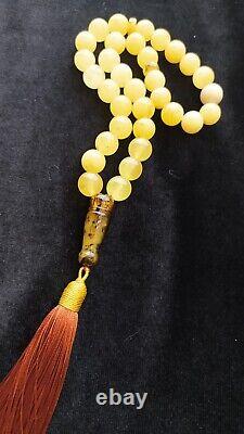 Natural Baltic Amber 29g Islamic Prayer Beads Misbaha Tasbih Rosary 33 Beads