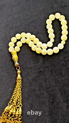Natural Baltic Amber 32g Islamic Prayer Beads Misbaha Tasbih Rosary 33 Beads