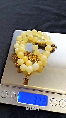 Natural Baltic Amber 32g Islamic Prayer Beads Misbaha Tasbih Rosary 33 Beads