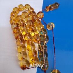 Natural Baltic Amber 33 Barell Beads Prayer Rosary Tesbih Misbah 62g