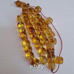 Natural Baltic Amber 33 Barell Beads Prayer Rosary Tesbih Misbah 62g