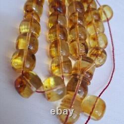 Natural Baltic Amber 33 Barell Beads Prayer Rosary Tesbih Misbah 62g