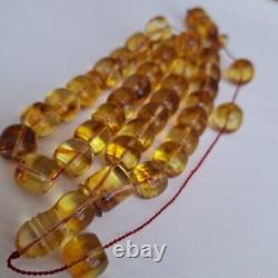 Natural Baltic Amber 33 Barell Beads Prayer Rosary Tesbih Misbah 62g