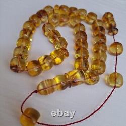 Natural Baltic Amber 33 Barell Beads Prayer Rosary Tesbih Misbah 62g