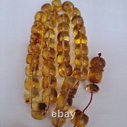 Natural Baltic Amber 33 Barell Beads Prayer Rosary Tesbih Misbah 62g