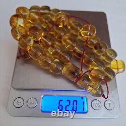 Natural Baltic Amber 33 Barell Beads Prayer Rosary Tesbih Misbah 62g