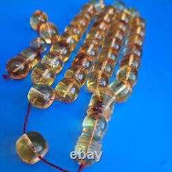 Natural Baltic Amber 33 Barell Beads Prayer Rosary Tesbih Misbah 62g