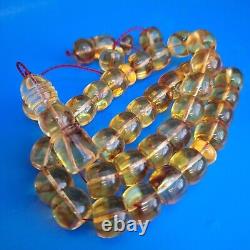 Natural Baltic Amber 33 Barell Beads Prayer Rosary Tesbih Misbah 62g