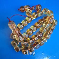 Natural Baltic Amber 33 Barell Beads Prayer Rosary Tesbih Misbah 62g