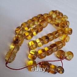 Natural Baltic Amber 33 Barell Beads Prayer Rosary Tesbih Misbah 62g