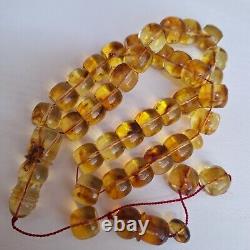 Natural Baltic Amber 33 Barell Beads Prayer Rosary Tesbih Misbah 62g