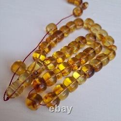 Natural Baltic Amber 33 Barell Beads Prayer Rosary Tesbih Misbah 62g