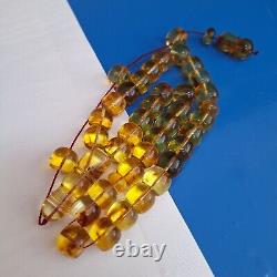 Natural Baltic Amber 33 Barell Beads Prayer Rosary Tesbih Misbah 62g