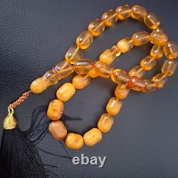 Natural Baltic Amber 33 Barell Beads Prayer Rosary Tesbih Misbah 75g