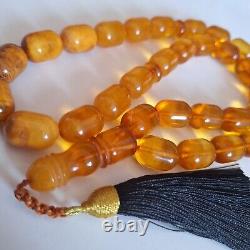 Natural Baltic Amber 33 Barell Beads Prayer Rosary Tesbih Misbah 75g