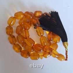 Natural Baltic Amber 33 Barell Beads Prayer Rosary Tesbih Misbah 75g