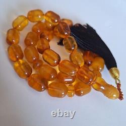 Natural Baltic Amber 33 Barell Beads Prayer Rosary Tesbih Misbah 75g