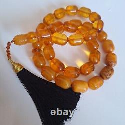 Natural Baltic Amber 33 Barell Beads Prayer Rosary Tesbih Misbah 75g