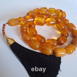 Natural Baltic Amber 33 Barell Beads Prayer Rosary Tesbih Misbah 75g