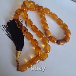 Natural Baltic Amber 33 Barell Beads Prayer Rosary Tesbih Misbah 75g