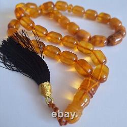 Natural Baltic Amber 33 Barell Beads Prayer Rosary Tesbih Misbah 75g