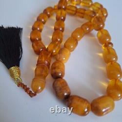 Natural Baltic Amber 33 Barell Beads Prayer Rosary Tesbih Misbah 75g