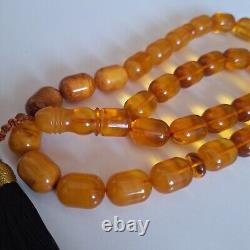 Natural Baltic Amber 33 Barell Beads Prayer Rosary Tesbih Misbah 75g