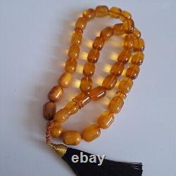 Natural Baltic Amber 33 Barell Beads Prayer Rosary Tesbih Misbah 75g