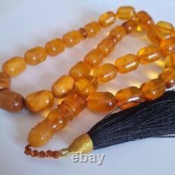 Natural Baltic Amber 33 Barell Beads Prayer Rosary Tesbih Misbah 75g