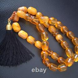 Natural Baltic Amber 33 Barell Beads Prayer Rosary Tesbih Misbah 75g