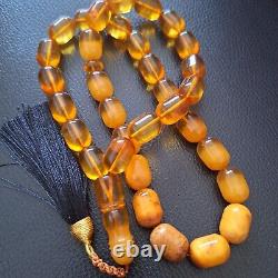 Natural Baltic Amber 33 Barell Beads Prayer Rosary Tesbih Misbah 75g