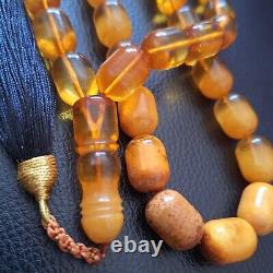 Natural Baltic Amber 33 Barell Beads Prayer Rosary Tesbih Misbah 75g