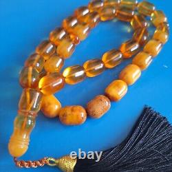 Natural Baltic Amber 33 Barell Beads Prayer Rosary Tesbih Misbah 75g