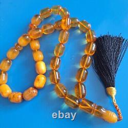 Natural Baltic Amber 33 Barell Beads Prayer Rosary Tesbih Misbah 75g