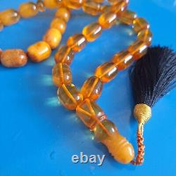 Natural Baltic Amber 33 Barell Beads Prayer Rosary Tesbih Misbah 75g