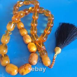 Natural Baltic Amber 33 Barell Beads Prayer Rosary Tesbih Misbah 75g