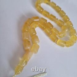 Natural Baltic Amber 33 Barell Beads Prayer Rosary Tesbih Misbah 77g