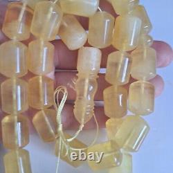 Natural Baltic Amber 33 Barell Beads Prayer Rosary Tesbih Misbah 77g