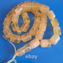 Natural Baltic Amber 33 Barell Beads Prayer Rosary Tesbih Misbah 77g