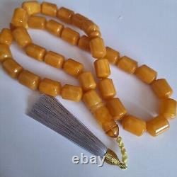 Natural Baltic Amber 33 Barell Beads Prayer Rosary Tesbih Misbah 81g