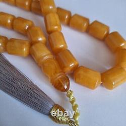 Natural Baltic Amber 33 Barell Beads Prayer Rosary Tesbih Misbah 81g