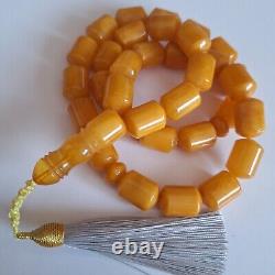 Natural Baltic Amber 33 Barell Beads Prayer Rosary Tesbih Misbah 81g