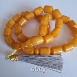 Natural Baltic Amber 33 Barell Beads Prayer Rosary Tesbih Misbah 81g