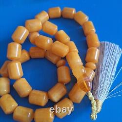 Natural Baltic Amber 33 Barell Beads Prayer Rosary Tesbih Misbah 81g