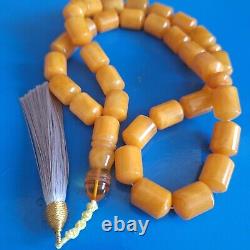 Natural Baltic Amber 33 Barell Beads Prayer Rosary Tesbih Misbah 81g