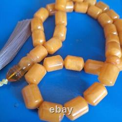 Natural Baltic Amber 33 Barell Beads Prayer Rosary Tesbih Misbah 81g