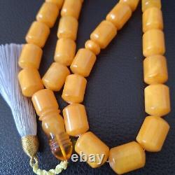 Natural Baltic Amber 33 Barell Beads Prayer Rosary Tesbih Misbah 81g